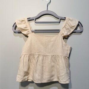 Girls Size 8 Cream Ruffle Strap Linen Blend Kids Summer Top by Haute Hippie